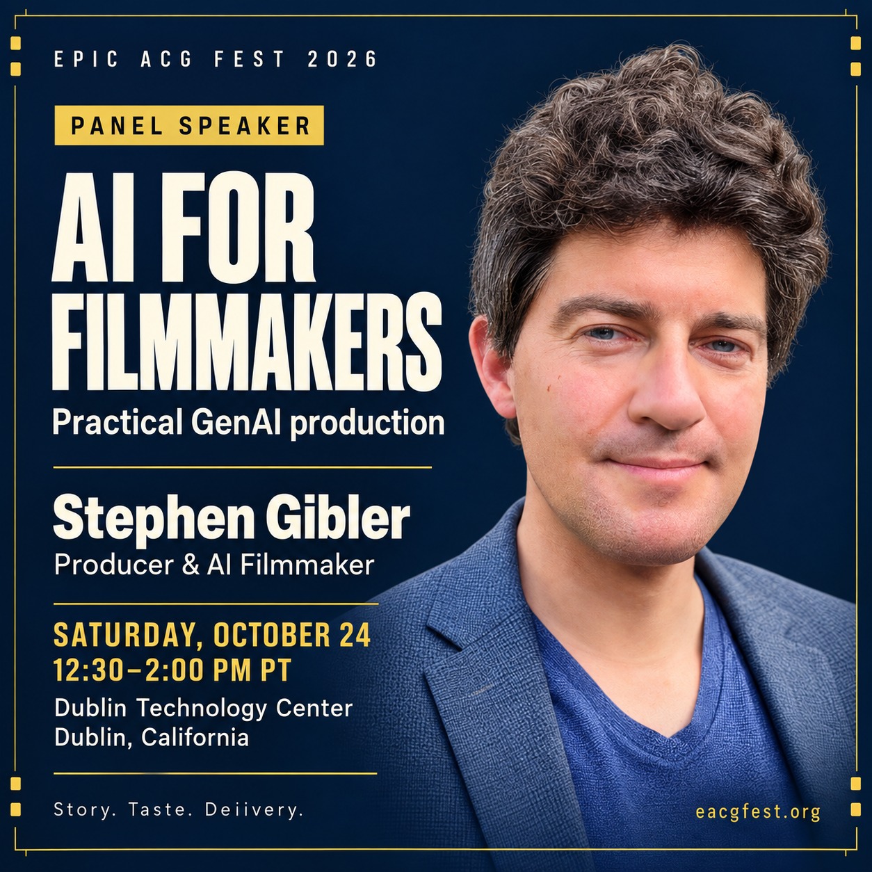 Epic ACG Fest speaker graphic for Stephen Gibler, October 24, 2026, 12:30–2 p.m. at Dublin Technology Center