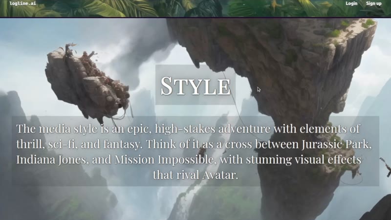 Logline AI generated pitch deck screen