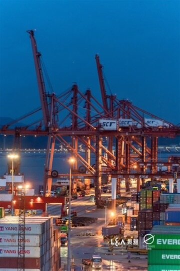 The working container port of Shekou at night