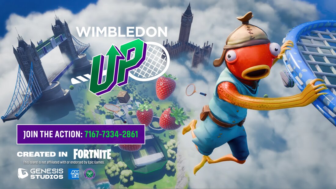 Wimbledon Up key art: the London skyline below the climb